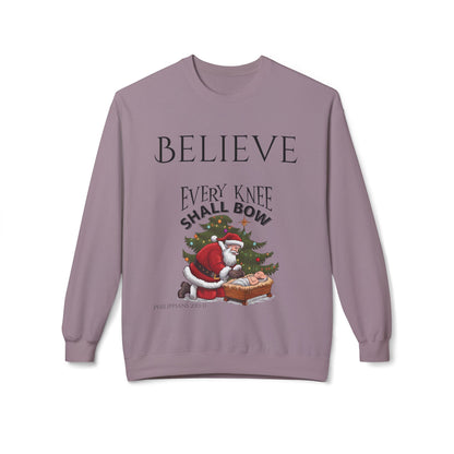 Believe Every Knee Shall Bow Christmas Sweatshirt - Christian Sweatshirts for Women Men - Christmas Sweatshirts for Christians  - Faith Christmas Sweatshirts