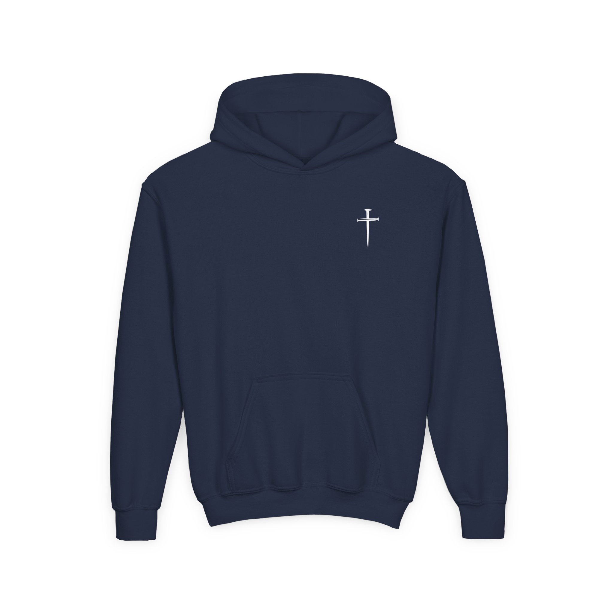 Back design Youth Hoodie - "Jesus Saves, Bruh!" Cross Christian Pullover