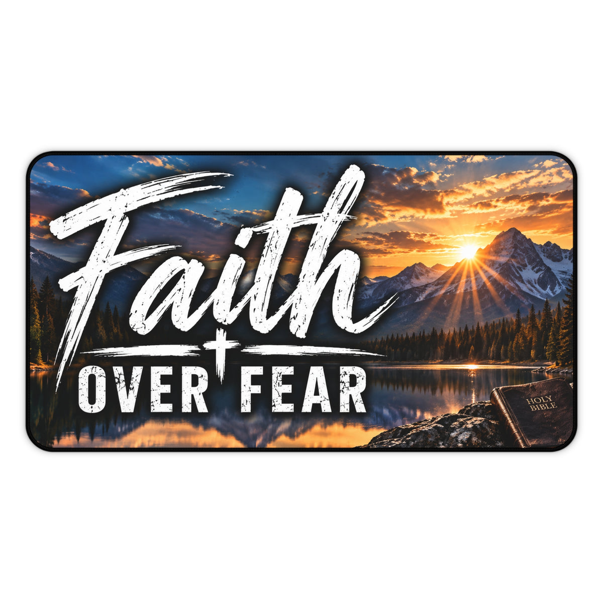 Faith Over Fear Christian Desk Mat