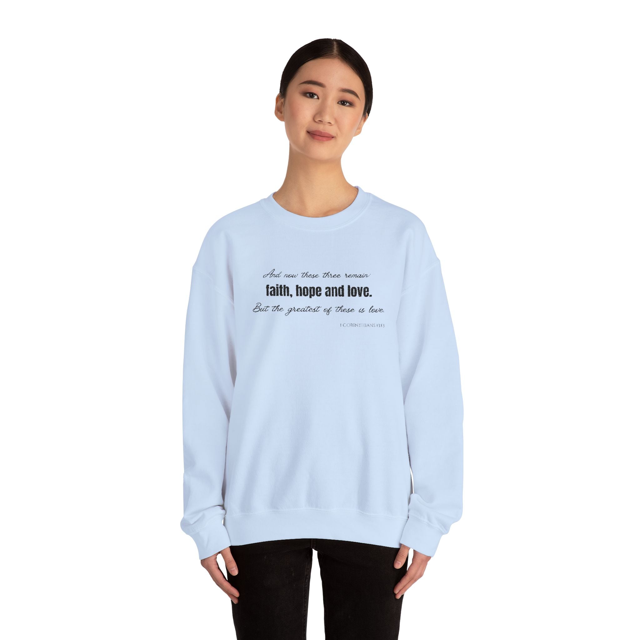 Embroidered Corinthians Faith, Hope Love Unisex Heavy Blend Crewneck Sweatshirt