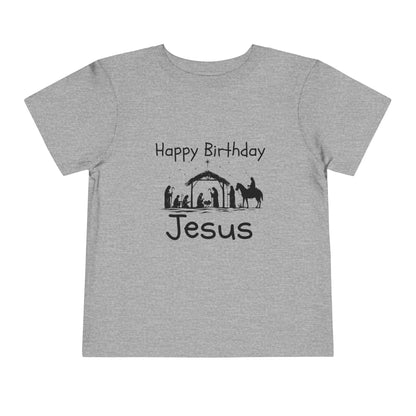Happy Birthday Jesus Christian Christmas Shirt for Toddlers Short Sleeve Tee Christian Toddler Christmas Shirt