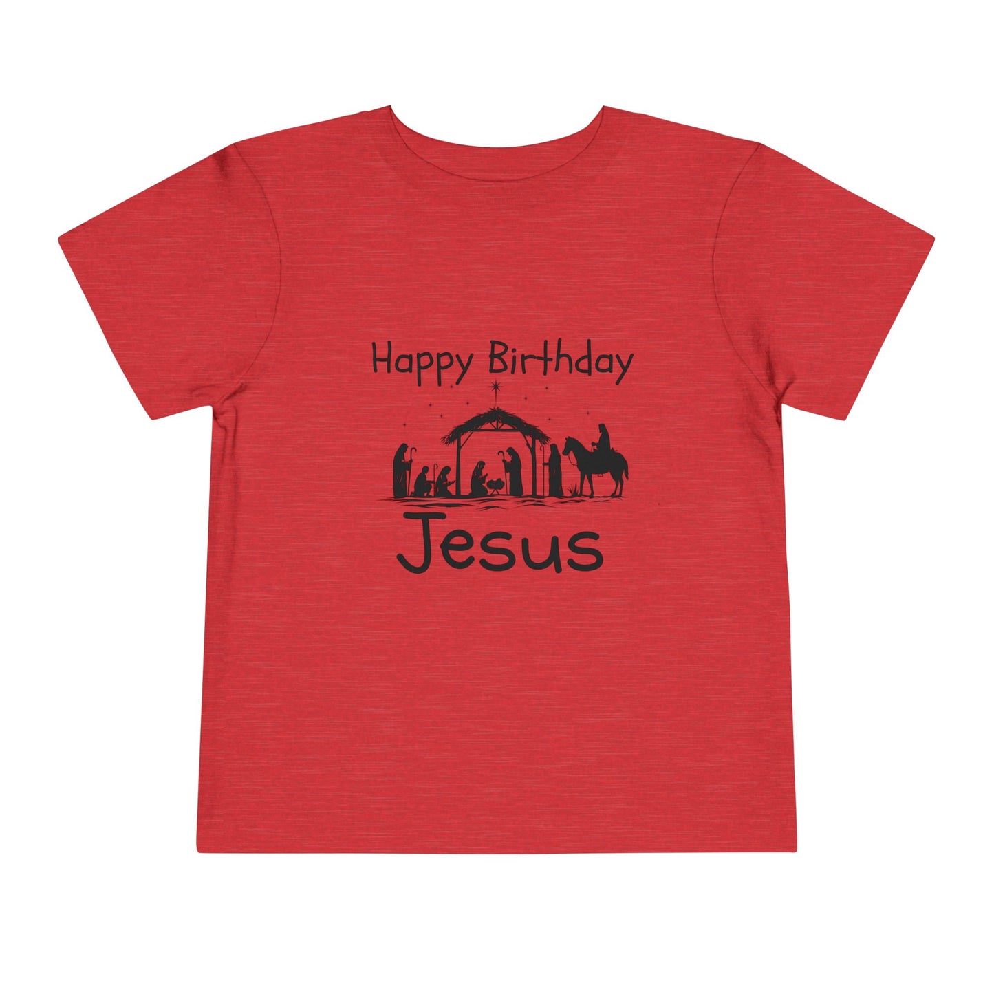 Happy Birthday Jesus Christian Christmas Shirt for Toddlers Short Sleeve Tee Christian Toddler Christmas Shirt
