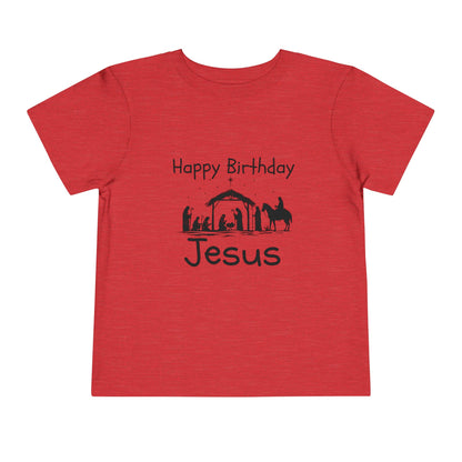 Happy Birthday Jesus Christian Christmas Shirt for Toddlers Short Sleeve Tee Christian Toddler Christmas Shirt