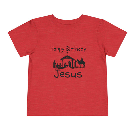 Happy Birthday Jesus Christian Christmas Shirt for Toddlers Short Sleeve Tee Christian Toddler Christmas Shirt