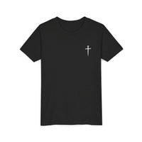 Back design - Youth Tee - "Jesus Has My Back" Cross Christian Graphic Shirt