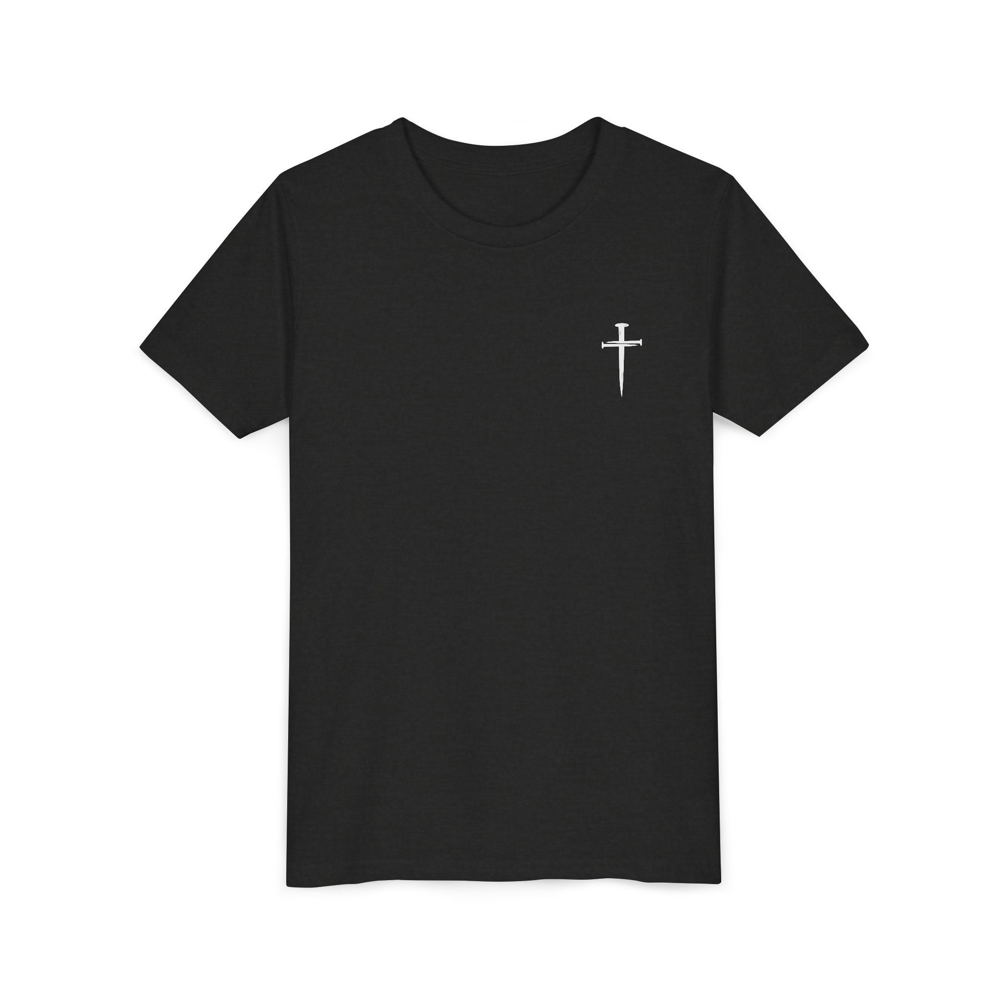 Back design - Youth Tee - "Jesus Has My Back" Cross Christian Graphic Shirt