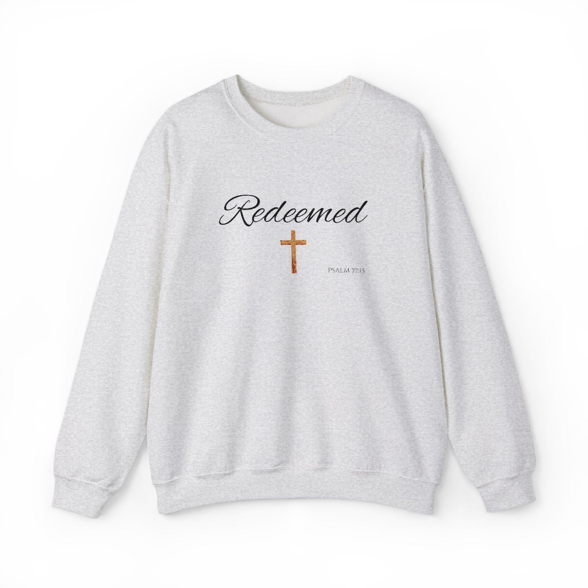 Embroidered Redeemed Psalm 77:15 Unisex Heavy Blend Crewneck Sweatshirt