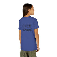 Back design - Youth Tee - "Jesus Has My Back" Christian Faith Shirt
