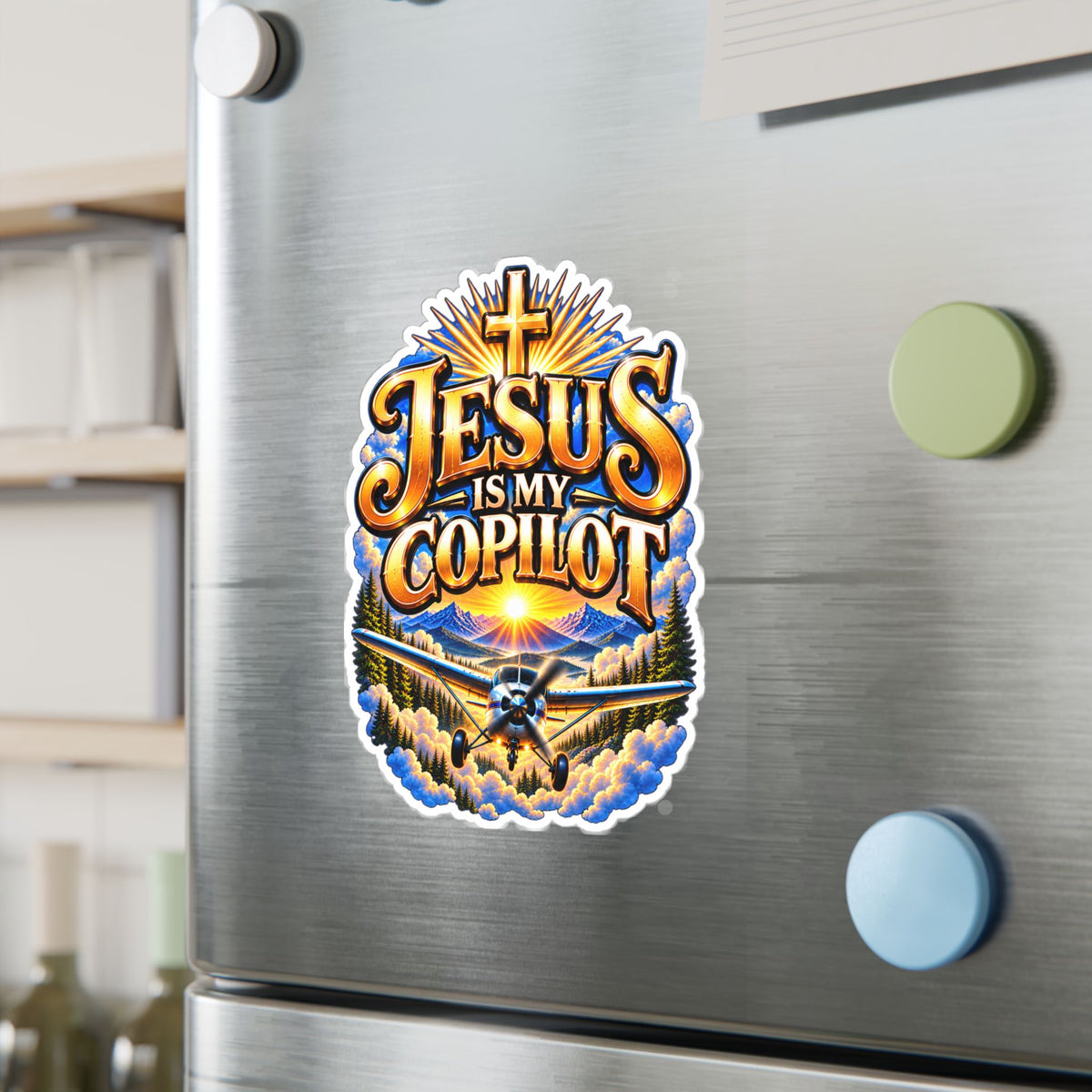 Jesus Is My Copilot – Cross & Airplane Christian Vinyl Sticker