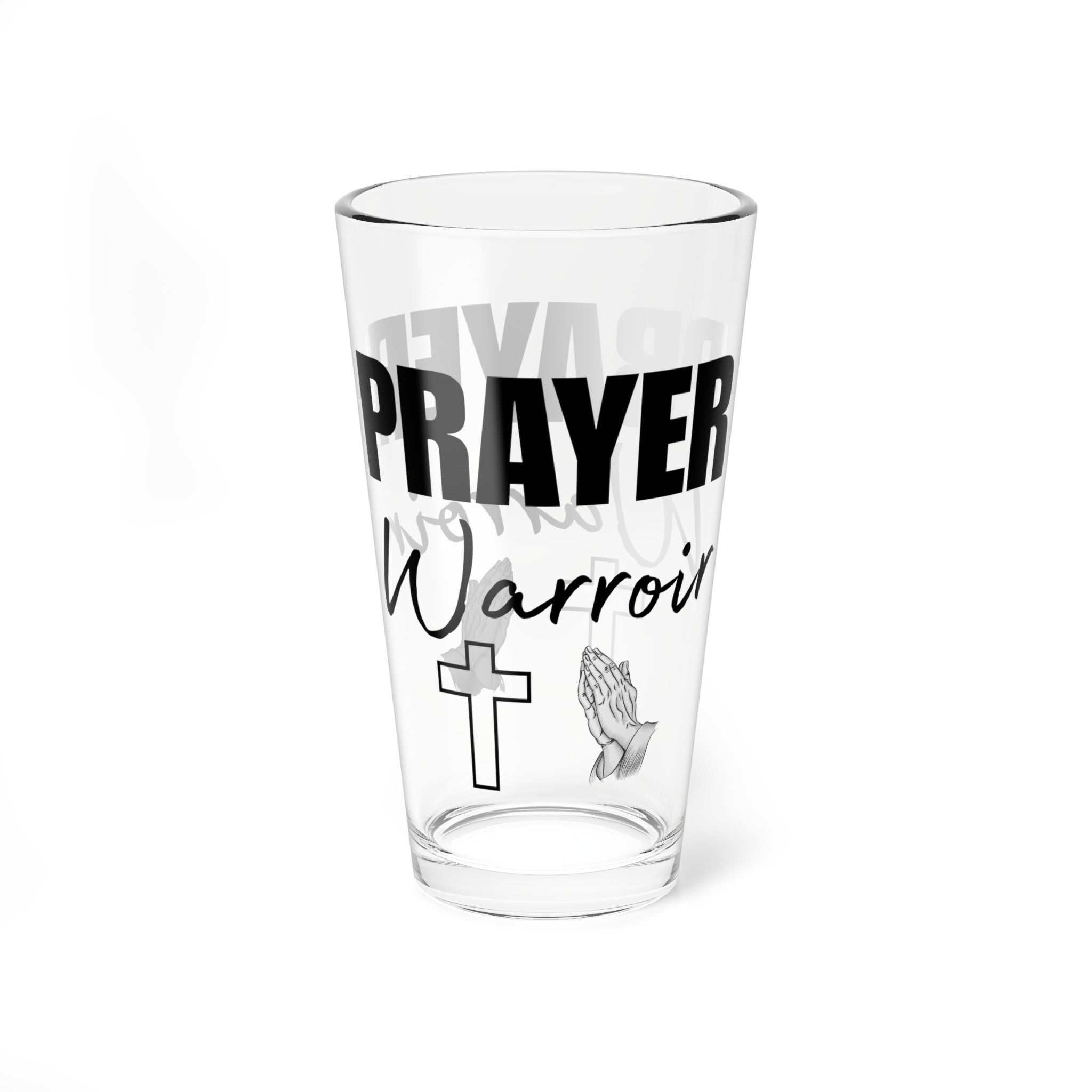 Prayer Warrior Bible Verse Water Glass - Christian Gifts for Women Men - Faith Based Gifts