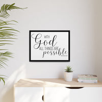 Matte Canvas Framed Print — "With God All Things Are Possible" Inspirational Wall Art