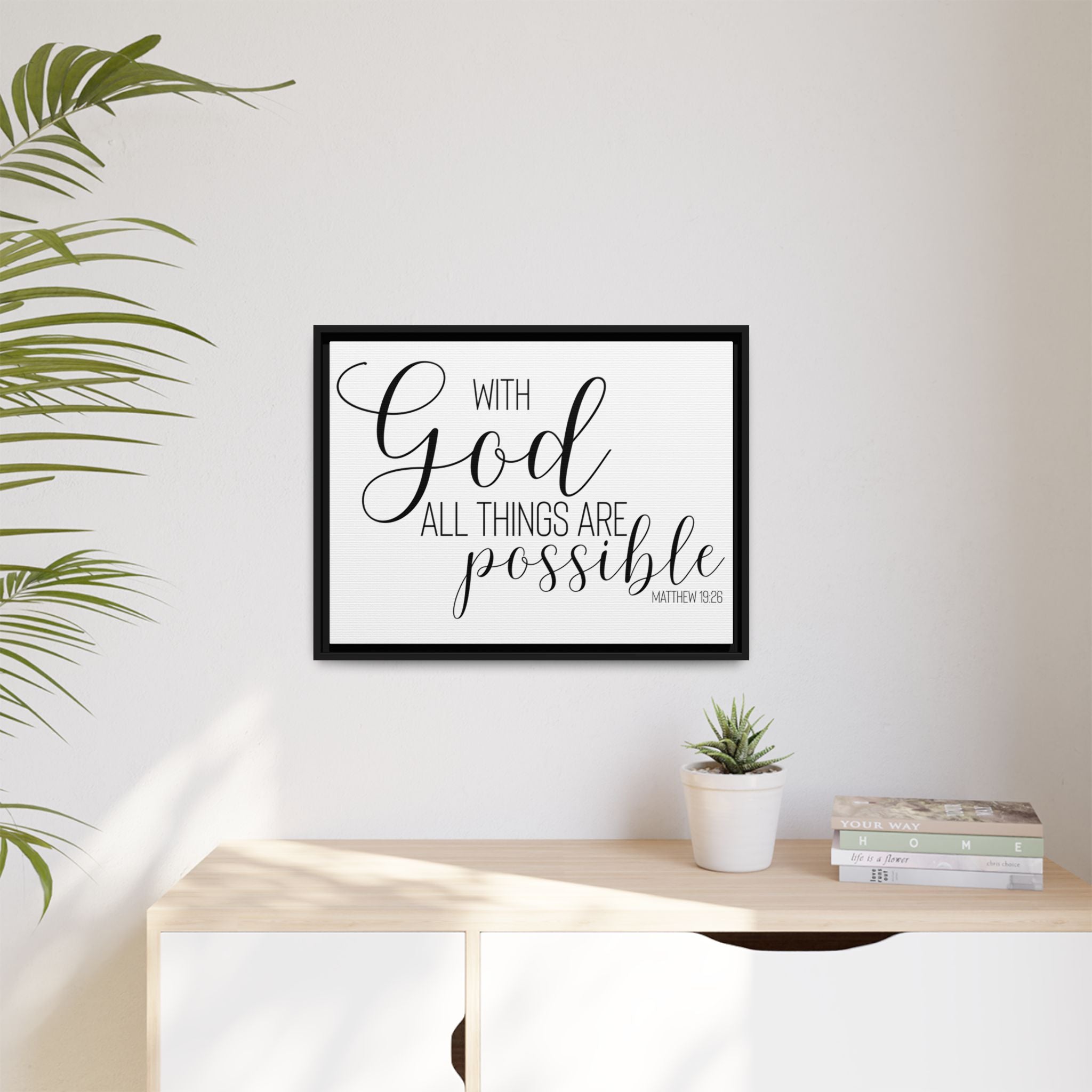 Matte Canvas Framed Print — "With God All Things Are Possible" Inspirational Wall Art