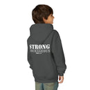 Youth Hoodie — "Strong & Courageous" Inspirational Christian Sweatshirt (Joshua 1:9)
