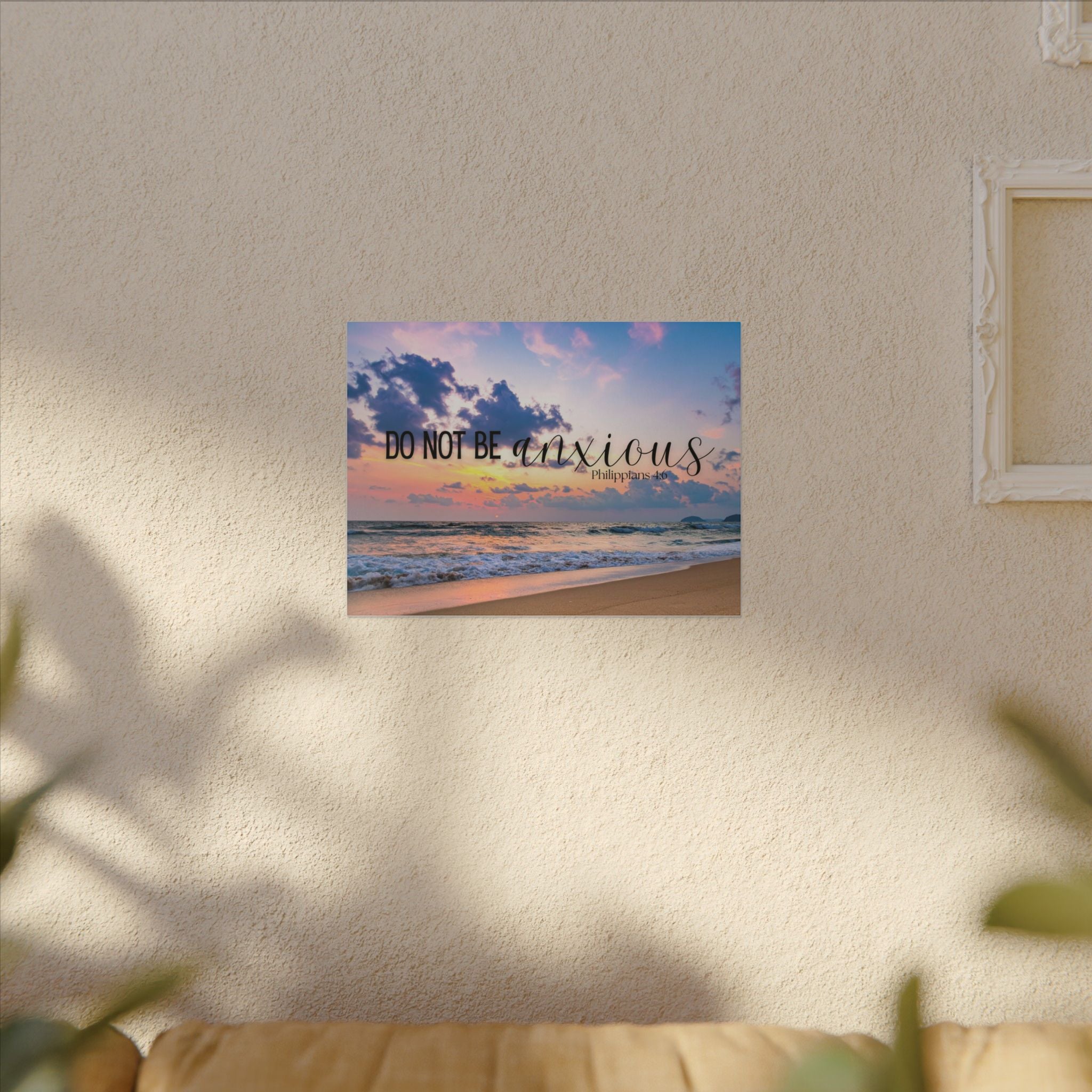 Do Not Be Anxious Beach Canvas Wall Art — Inspirational Scripture Philippians