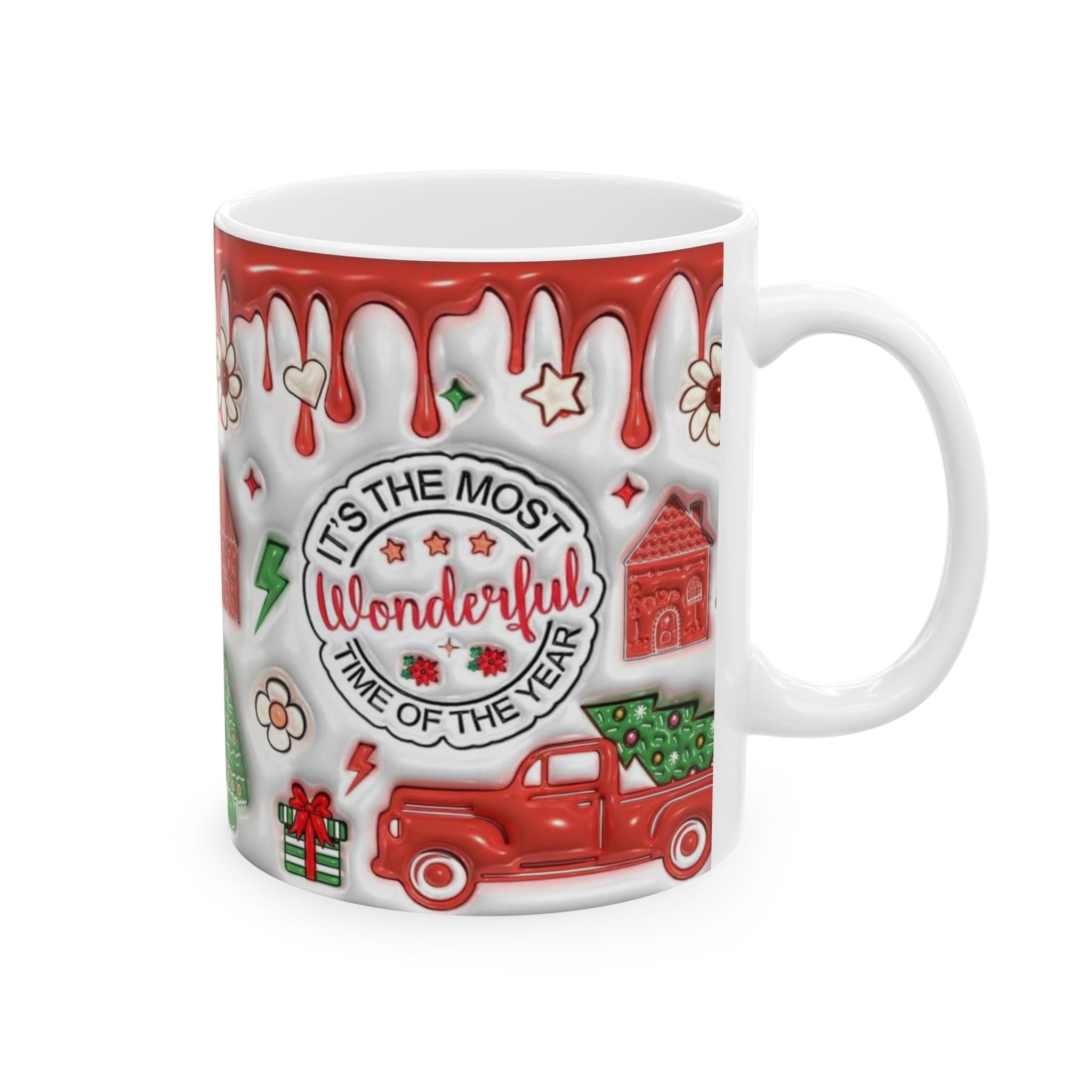 Holiday Hot Chocolate Mug – It's The Most Wonderful Time of the Year Christmas Ceramic Cup