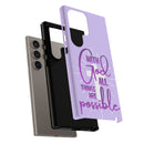 Samsung - "With God All Things Are Possible" Inspirational Purple Tough Case