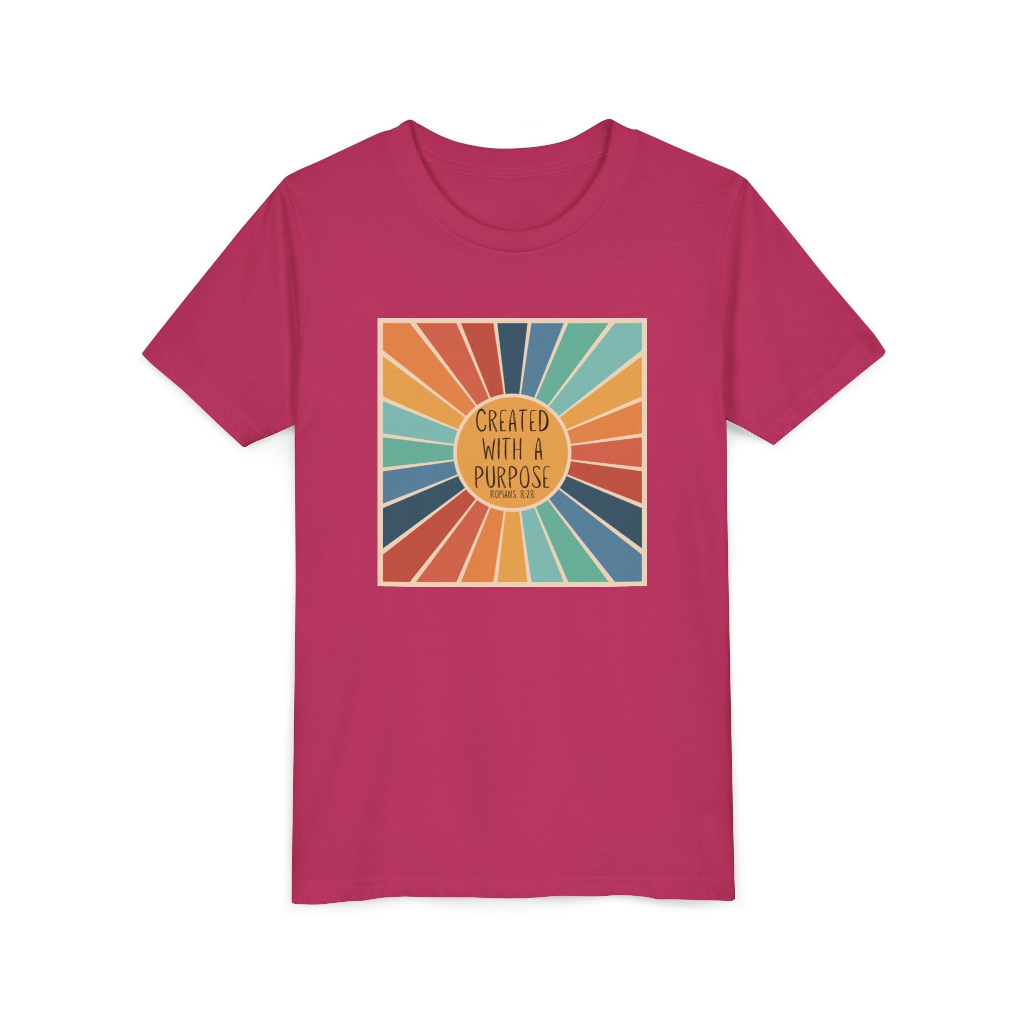 Youth Tee — 'Created With A Purpose' Retro Sunburst Kids T-Shirt