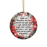 Ceramic Ornament Isaiah 7:14, 2-Side Print, (1pc, 3pcs, 5pcs, 10pcs)