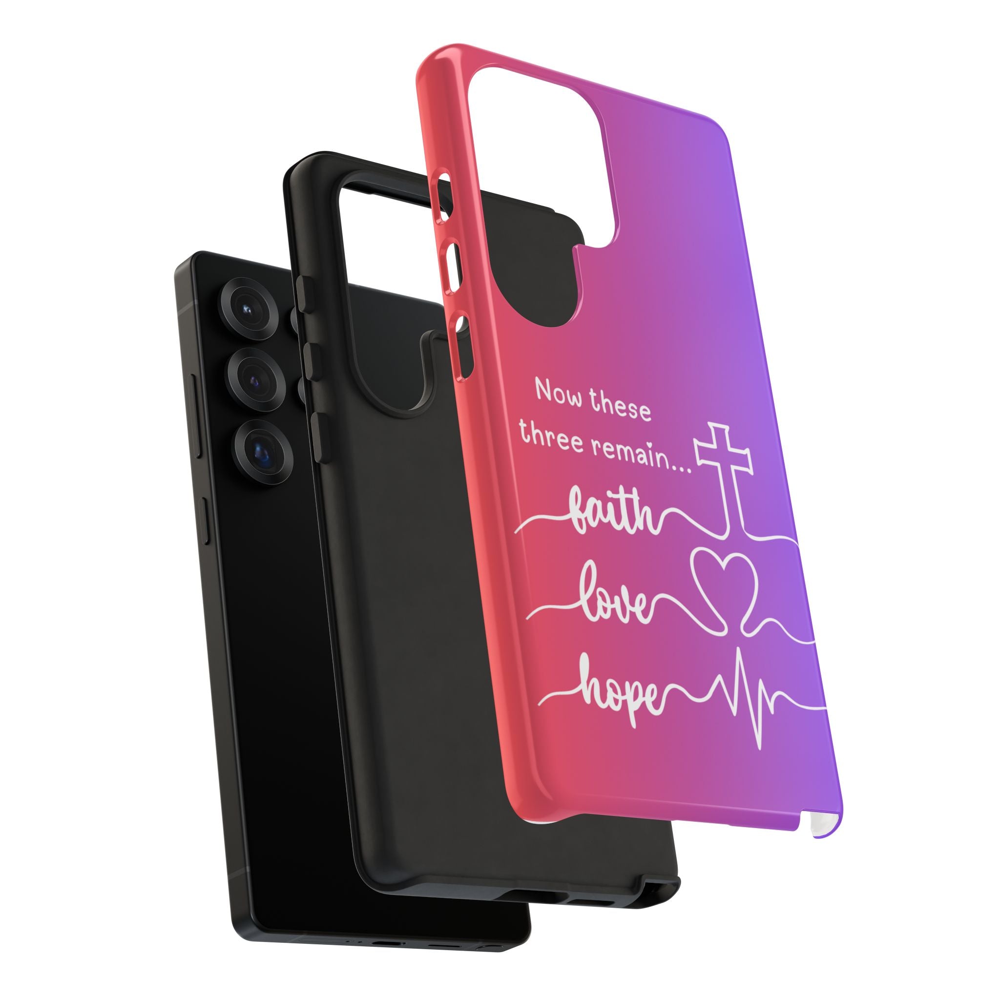Samsung Faith, Love & Hope Gradient Phone Case — 'Now These Three Remain' Christian Protective Case