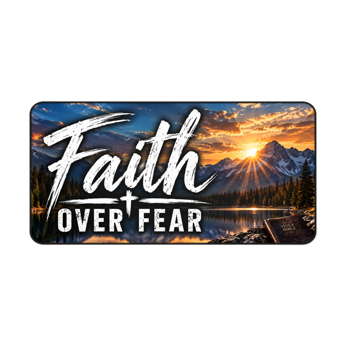 Faith Over Fear Christian Desk Mat