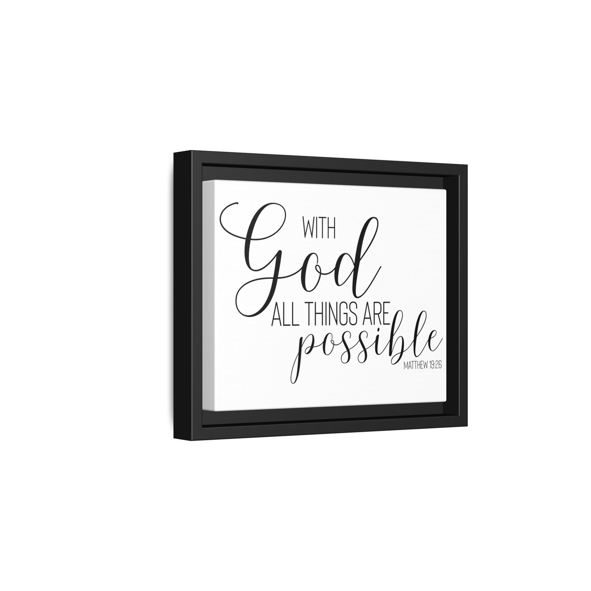 Matte Canvas Framed Print — "With God All Things Are Possible" Inspirational Wall Art
