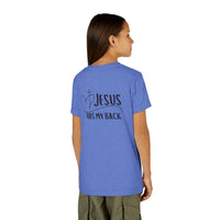 Back design - Youth Tee - "Jesus Has My Back" Christian Faith Shirt