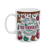Holiday Hot Chocolate Mug – Cute Candy Cane & Gingerbread Christmas Ceramic Cup (11oz/15oz)