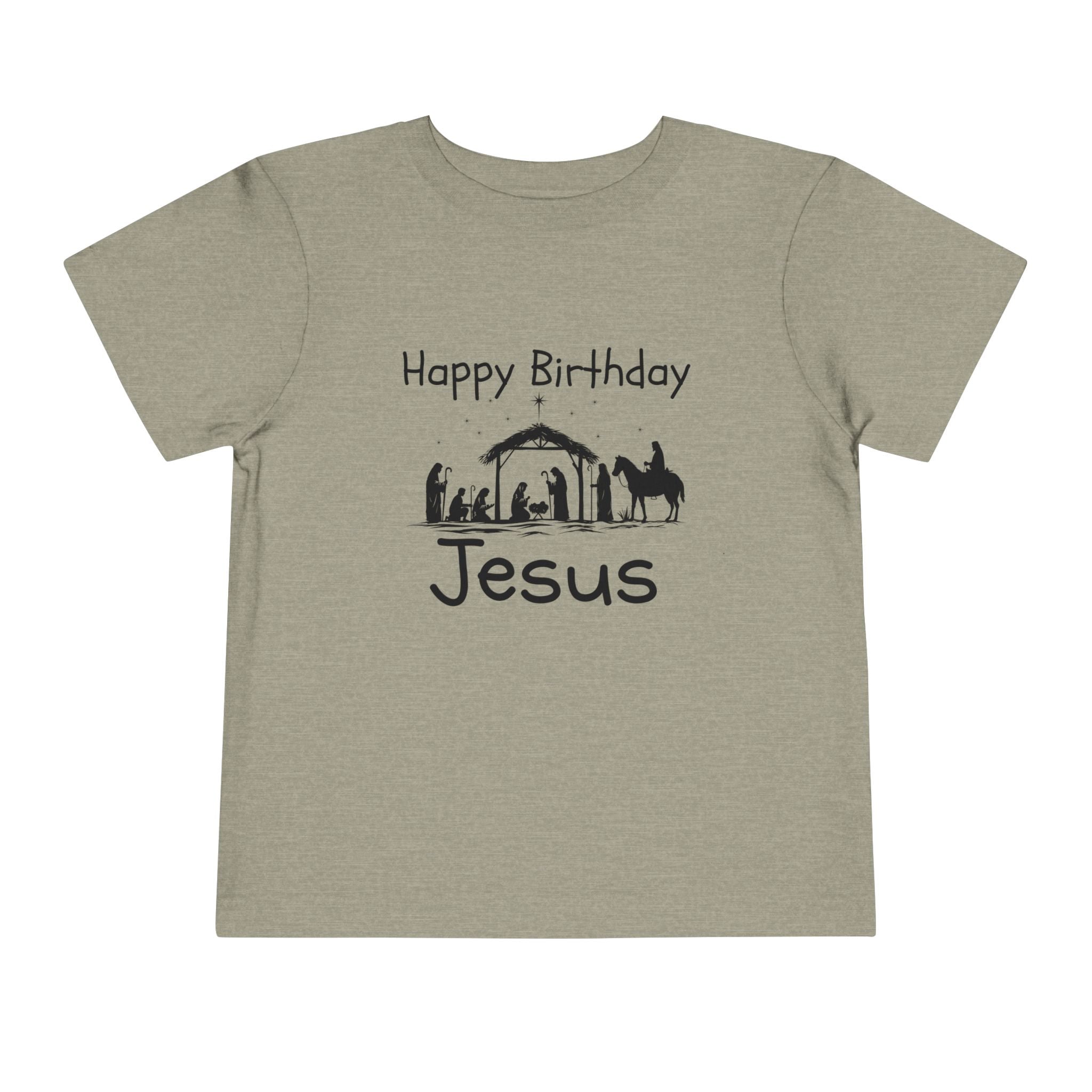 Happy Birthday Jesus Christian Christmas Shirt for Toddlers Short Sleeve Tee Christian Toddler Christmas Shirt