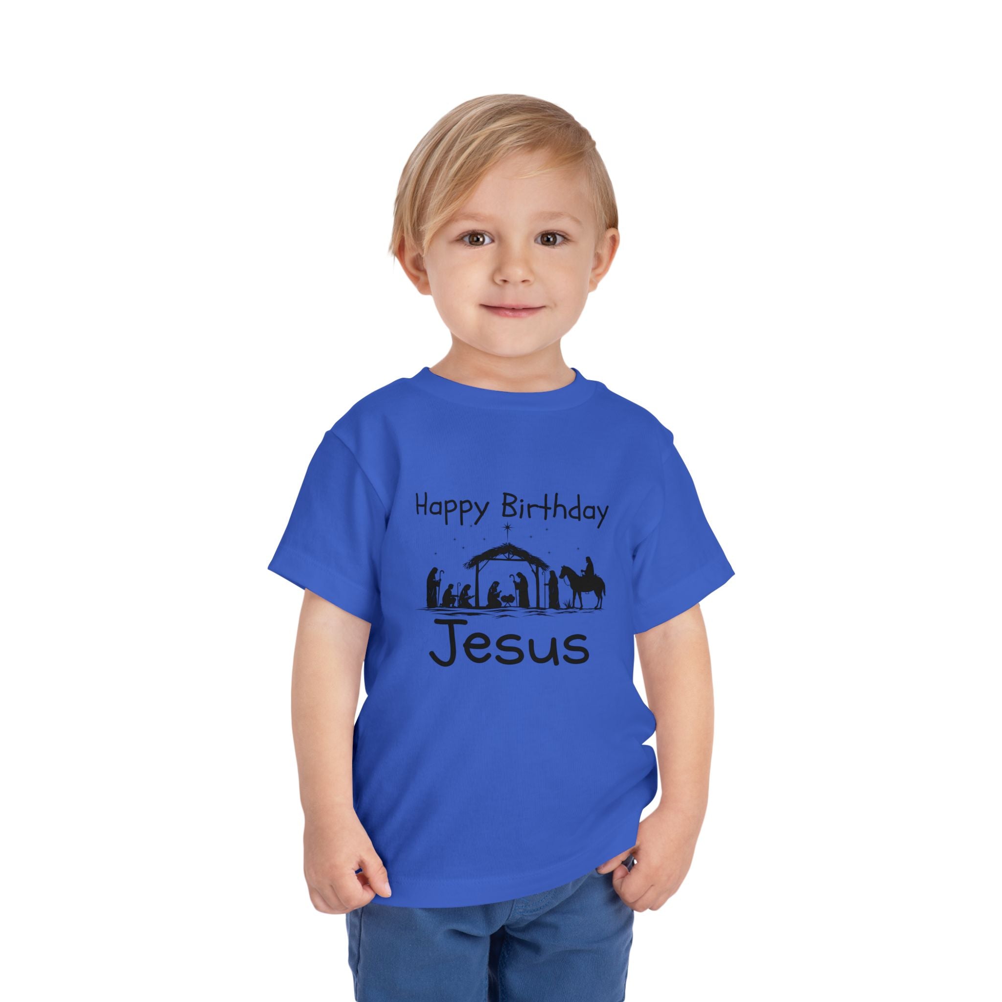 Happy Birthday Jesus Christian Christmas Shirt for Toddlers Short Sleeve Tee Christian Toddler Christmas Shirt