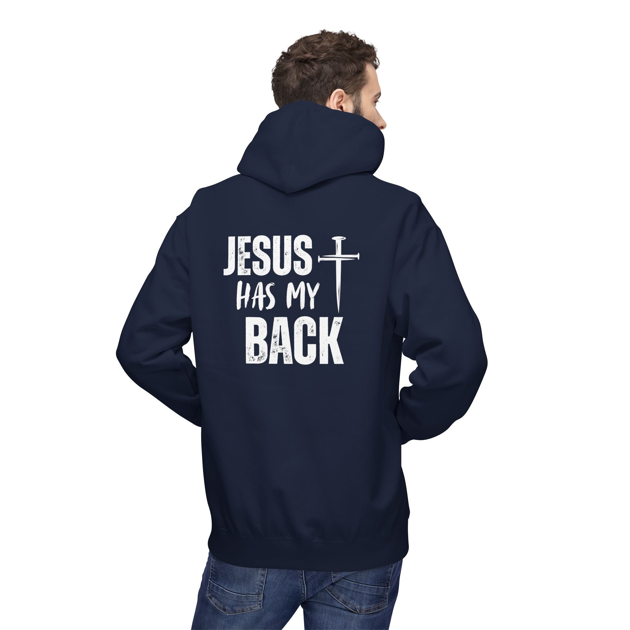 Jesus Has My Back Midweight Softstyle Fleece Hoodie