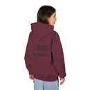 Youth Hoodie — "Jesus Has My Back" Christian Heart Cross Sweatshirt