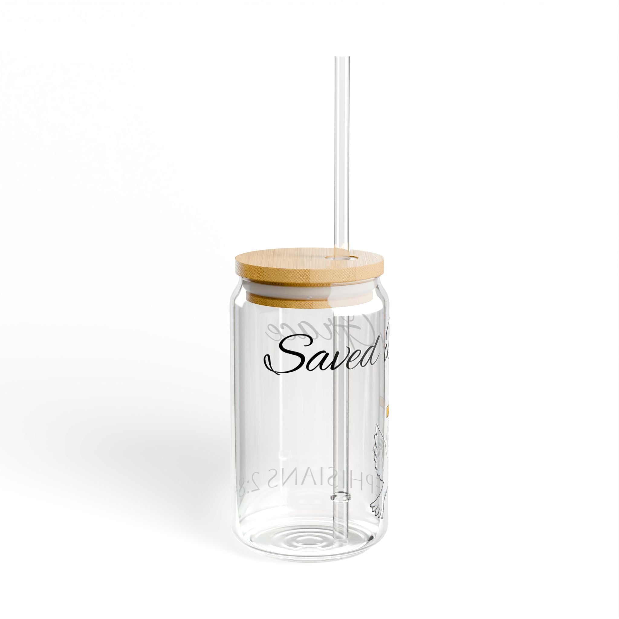 Saved By Grace Sipper Glass, 16oz - Christian Gifts for Women Men - Faith Based Gifts