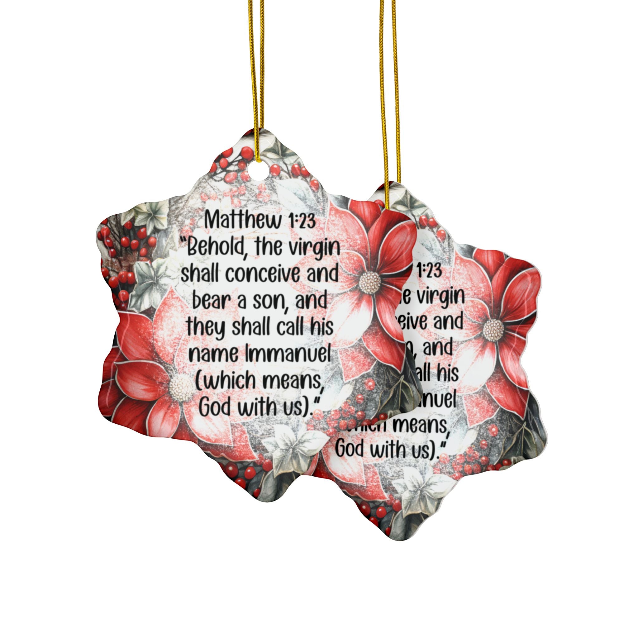Ceramic Ornament — "They Shall Call His Name Emmanuel" Nativity Christmas Tree Decoration