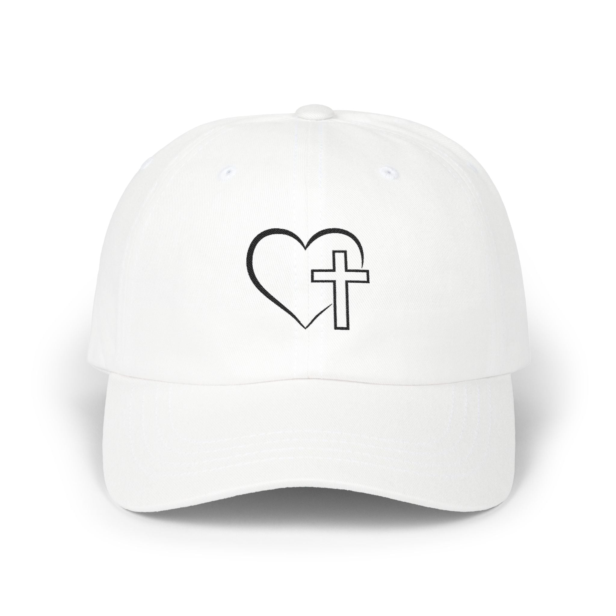 Christian Heart & Cross Hat — Embroidered Faith Baseball Hat
