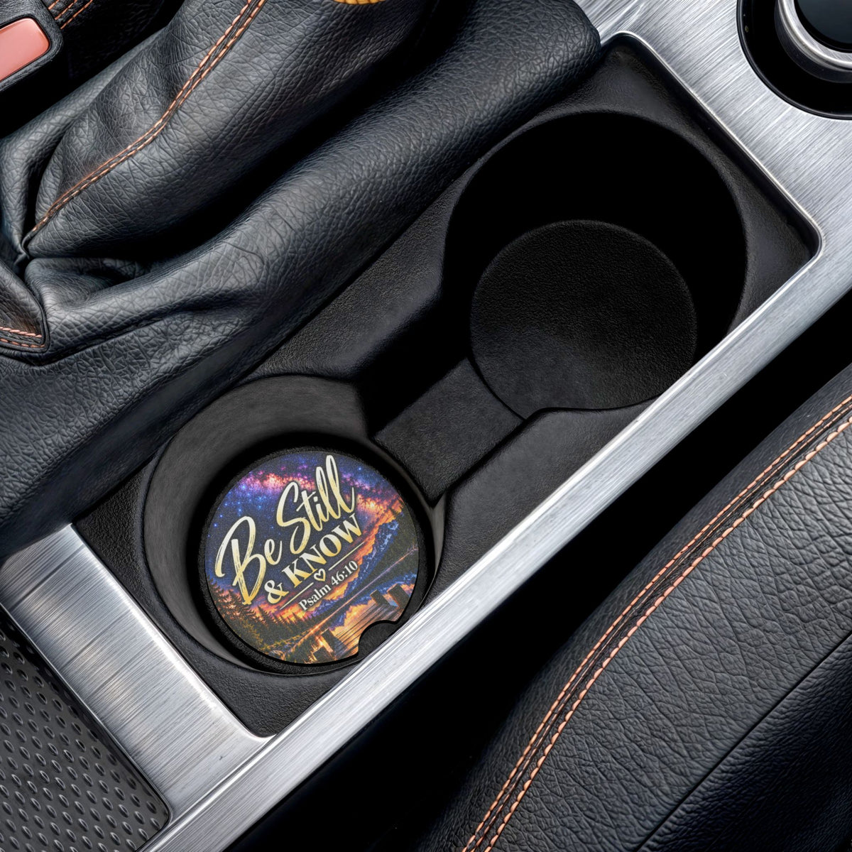 Be Still and Know – Galaxy Lake Christian Car Coaster