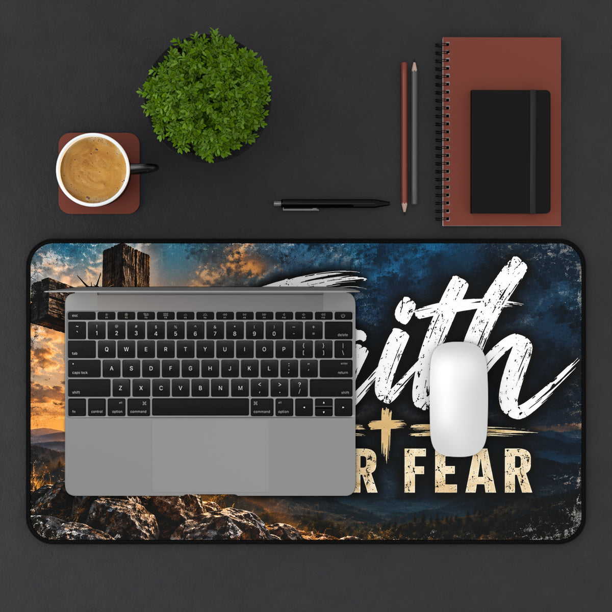 Faith Over Fear Christian Desk Mat