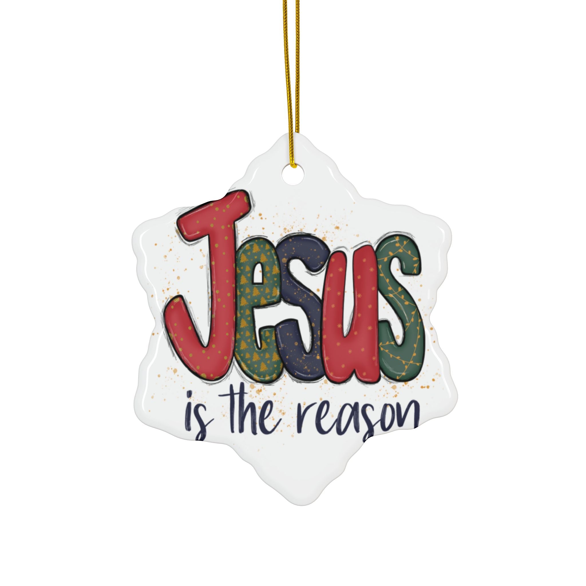 Ceramic Ornament — "Jesus Is The Reason For The Season" Nativity Christmas Tree Decoration