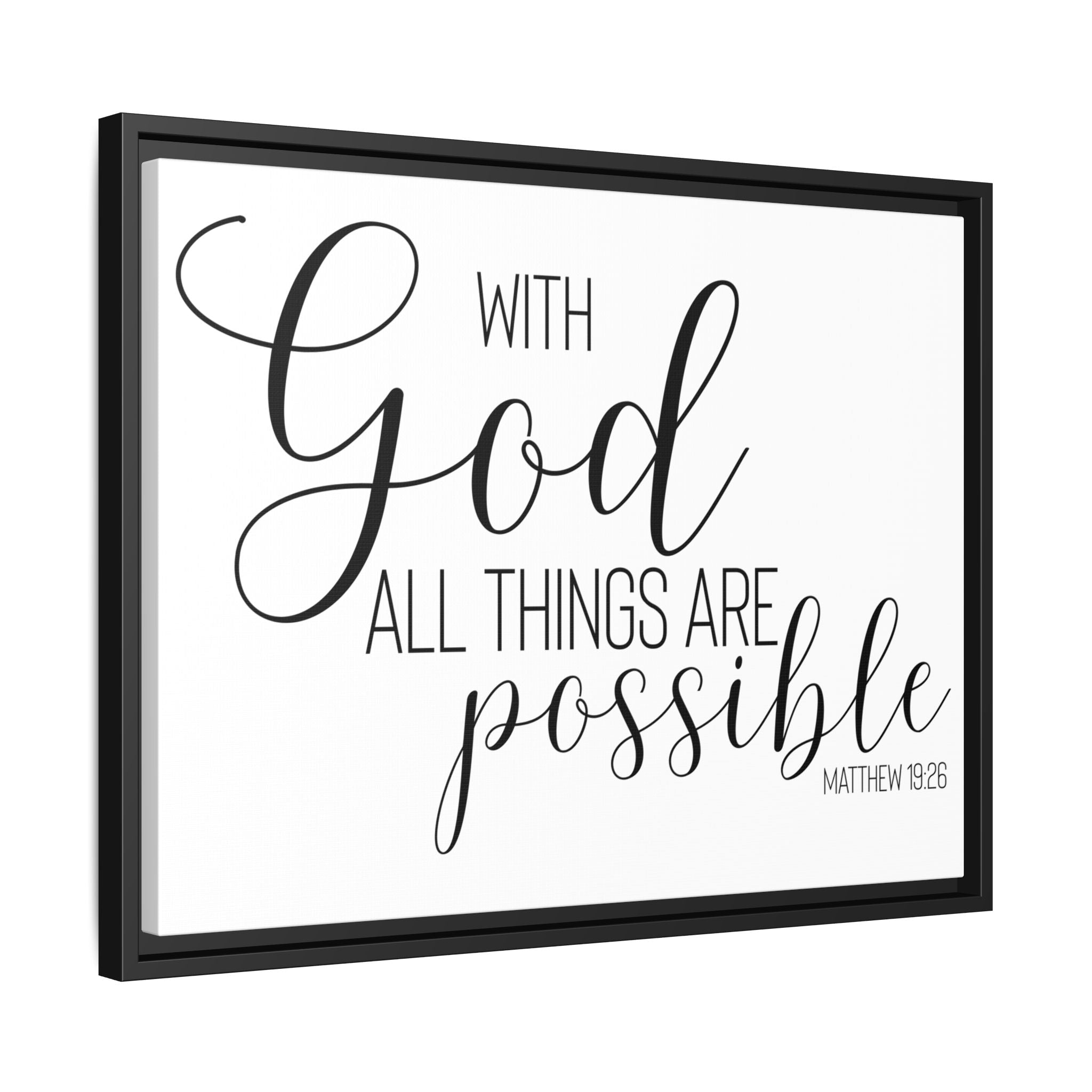 Matte Canvas Framed Print — "With God All Things Are Possible" Inspirational Wall Art