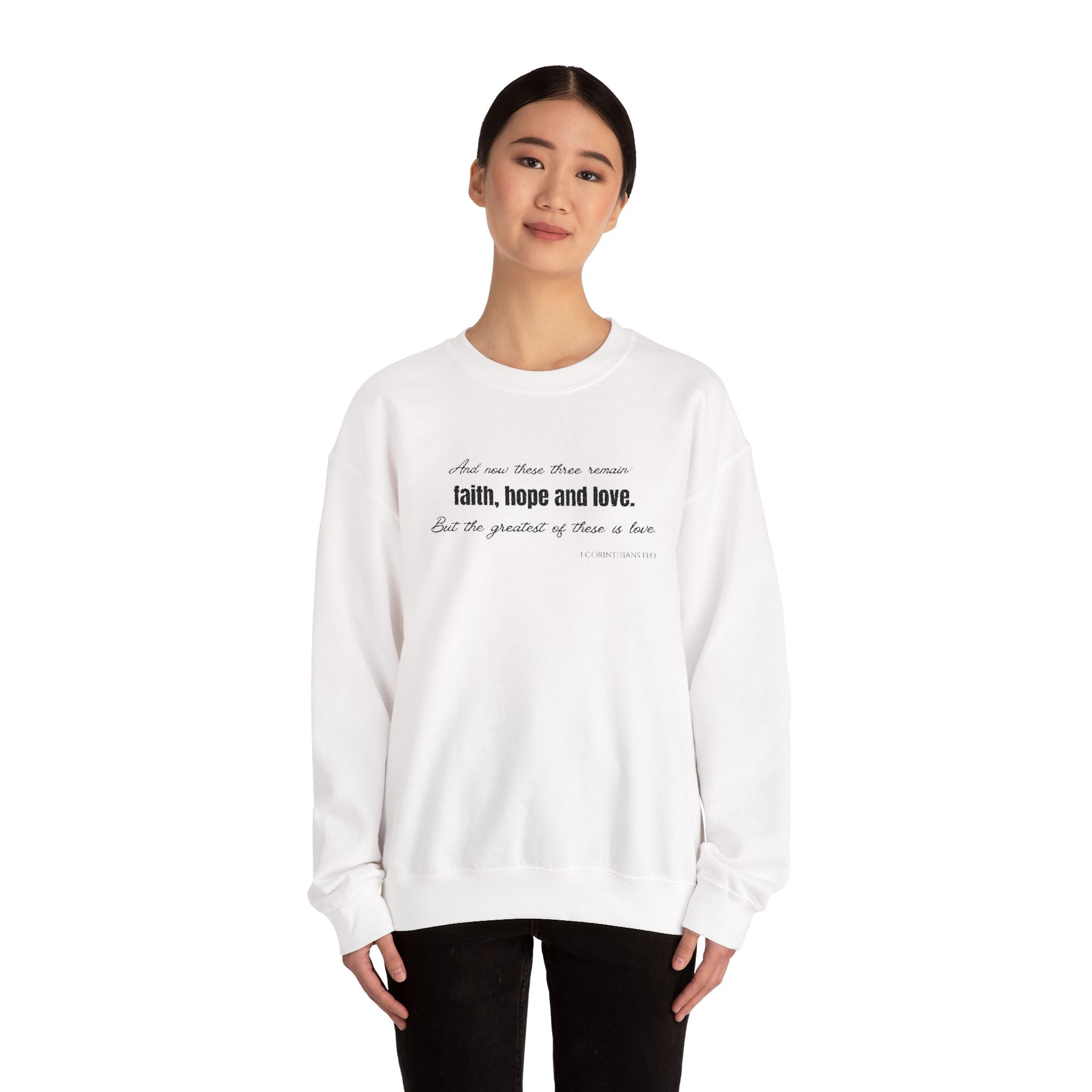 Embroidered Corinthians Faith, Hope Love Unisex Heavy Blend Crewneck Sweatshirt