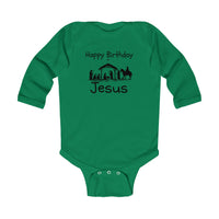 Infant Bodysuit - "Happy Birthday Jesus" Nativity Baby Onesie (Long Sleeve)