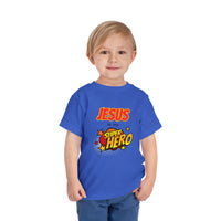 Toddler Tee - "Jesus Is My Superhero" Comic-Style Christian Shirt