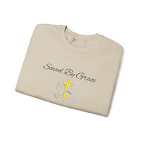 Embroidered Saved By Grace Ephesians 2:8-9 Unisex Heavy Blend Crewneck Sweatshirt
