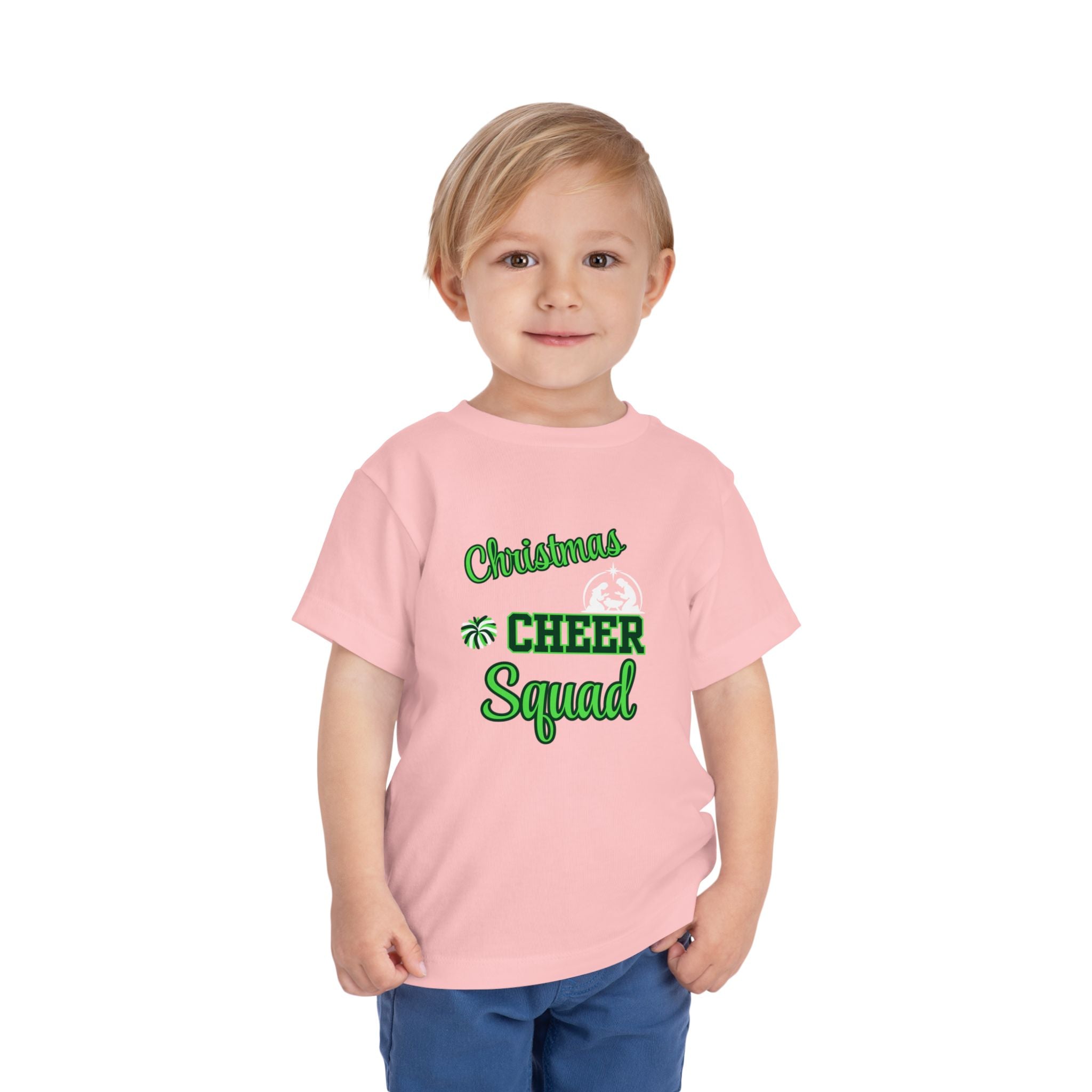 Christmas Cheer Squad Christian Christmas Shirt for Toddlers Short Sleeve Tee Christian Toddler Christmas Shirt