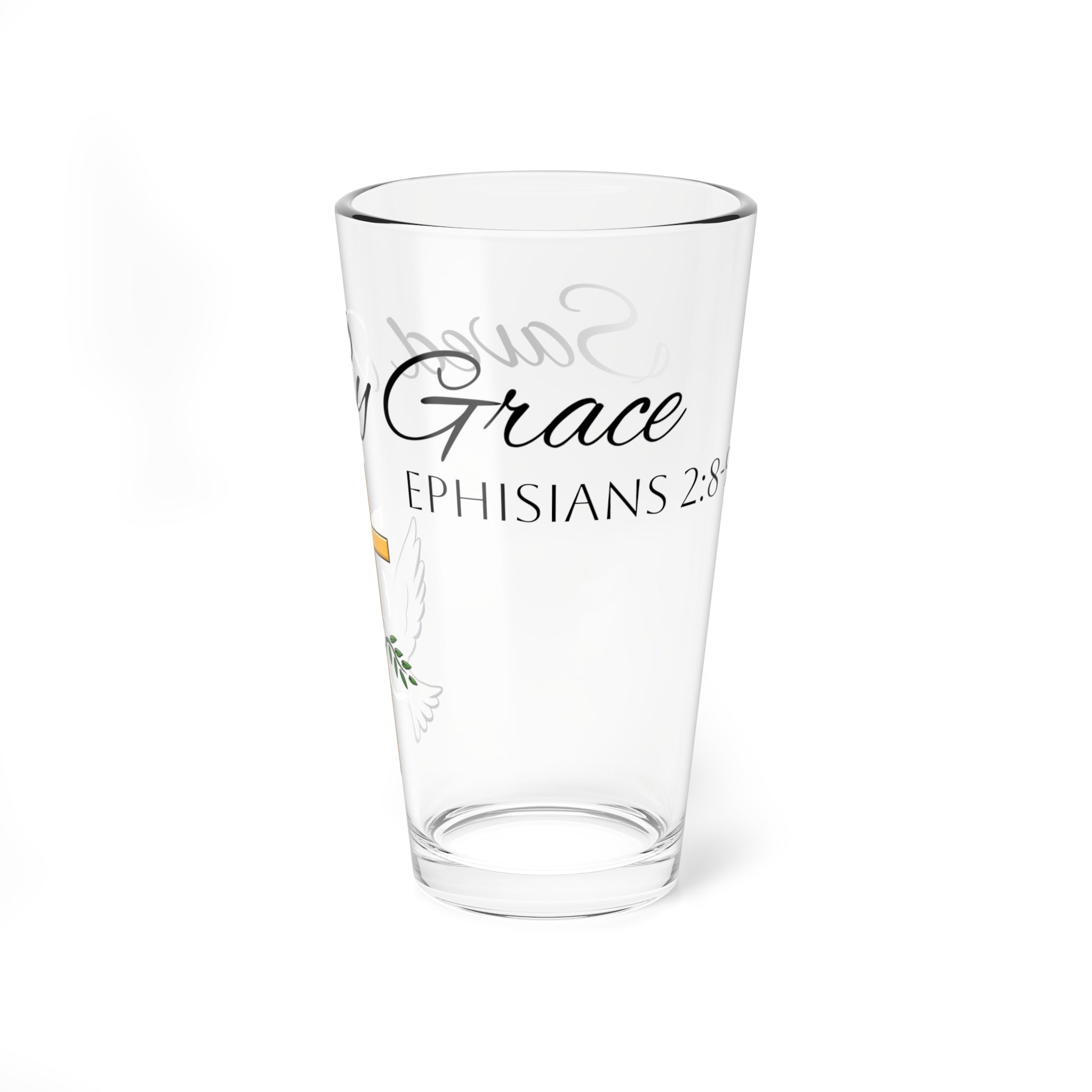 Saved By Grace Bible Verse Water Glass - Christian Gifts for Women Men - Faith Based Gifts