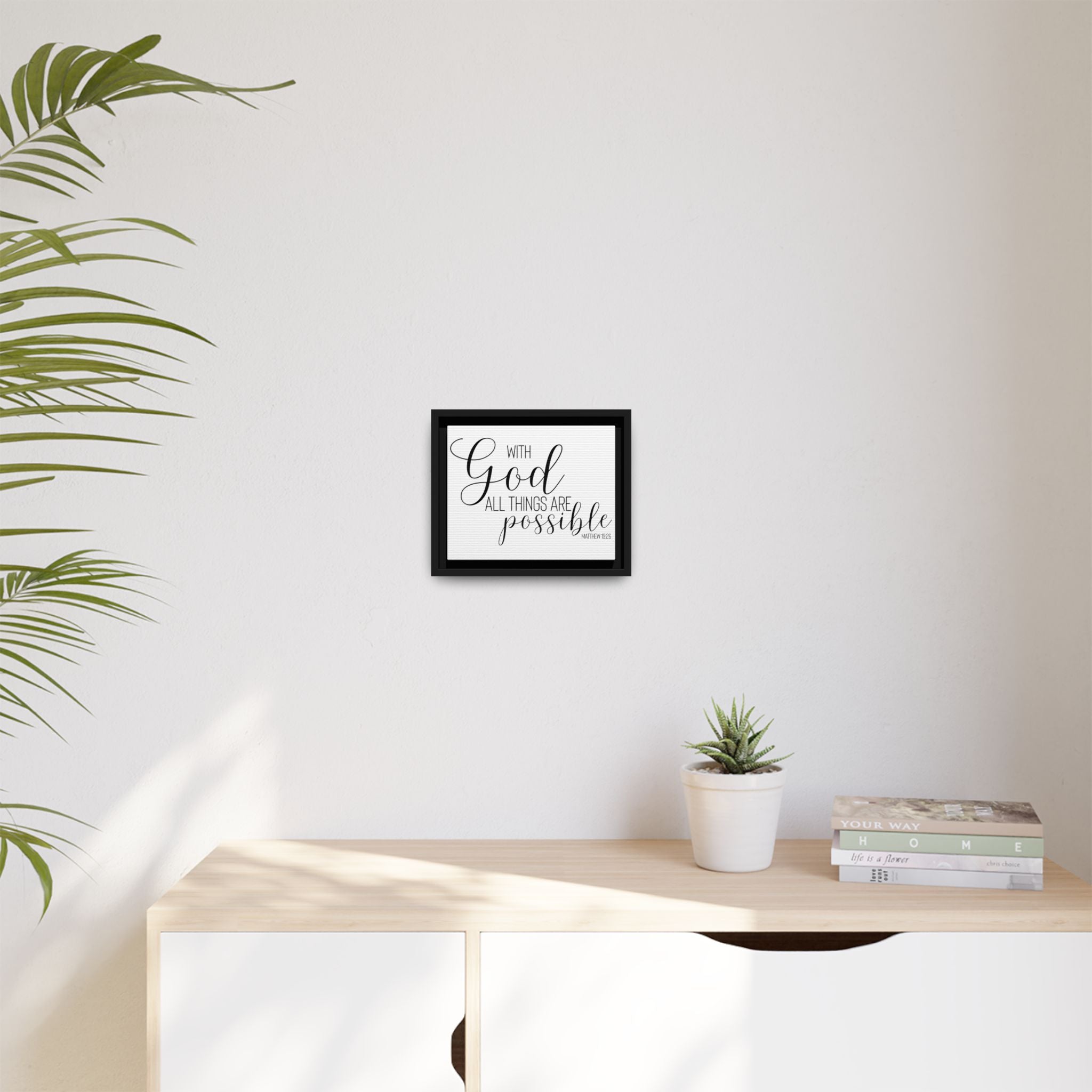Matte Canvas Framed Print — "With God All Things Are Possible" Inspirational Wall Art