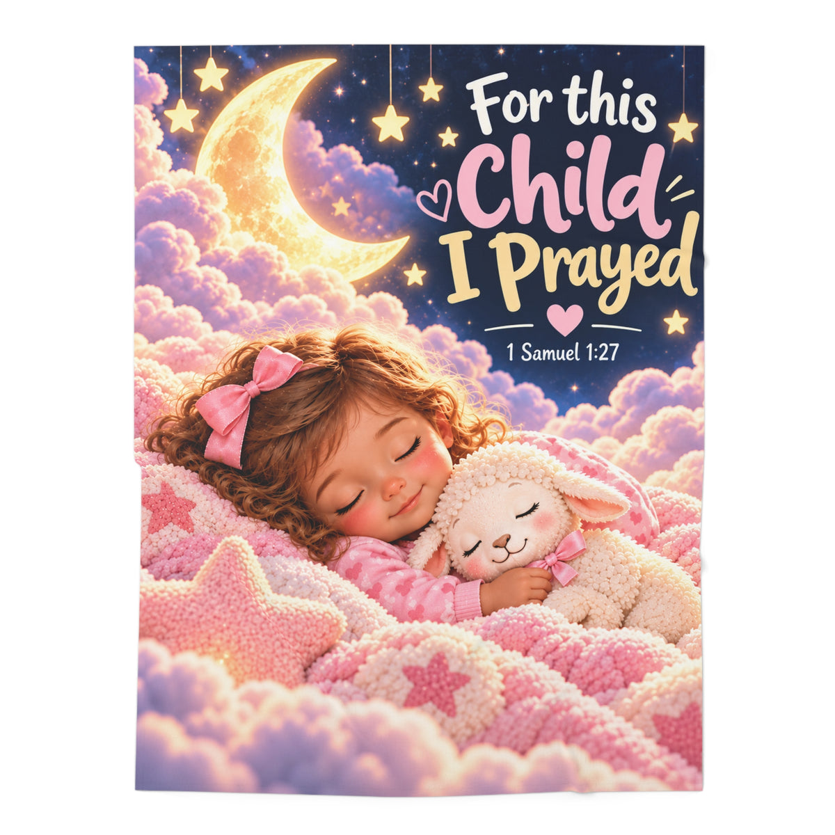 For This Child I Prayed – Pink Lamb Christian Baby Swaddle Blanket