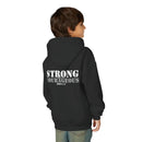 Youth Hoodie — "Strong & Courageous" Inspirational Christian Sweatshirt (Joshua 1:9)