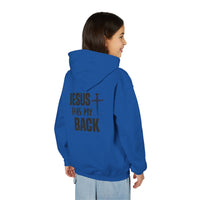 Youth Hoodie - "Jesus Has My Back" Cross Faith Graphic