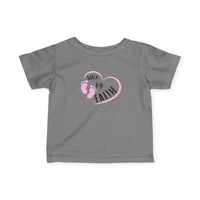 Infant Tee - "Walk by Faith" Pink Heart & Footprints Baby Shirt