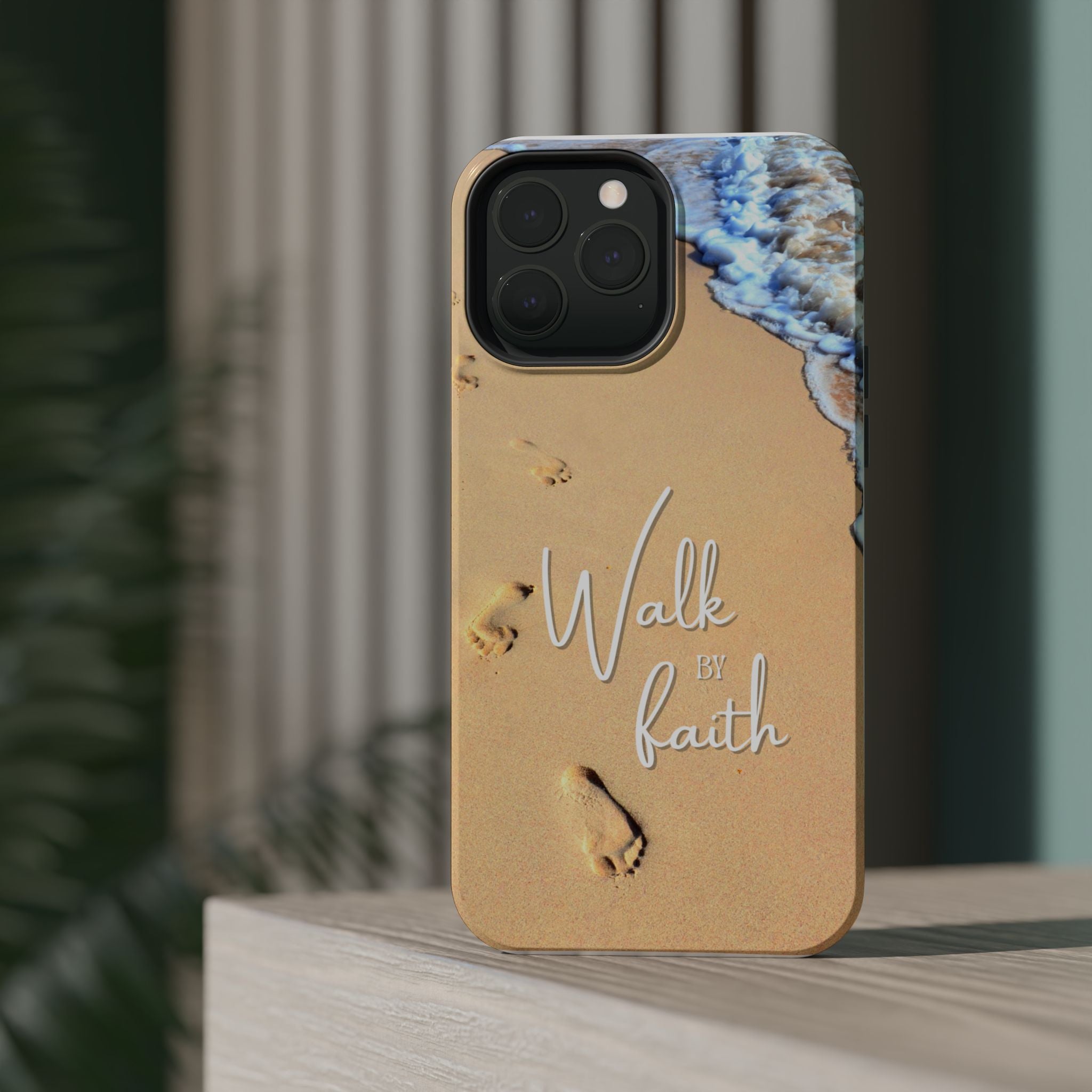 iPhone Inspirational Magnetic Phone Case, Unique Phone Accessories, Faith-Based Gifts, Coastal Vibes, Walk by Faith Design